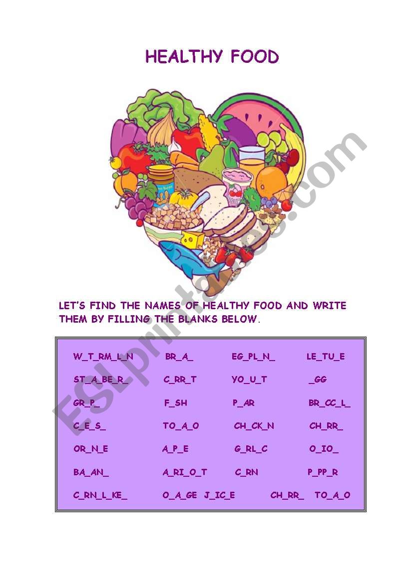 HEALTHY FOOD worksheet