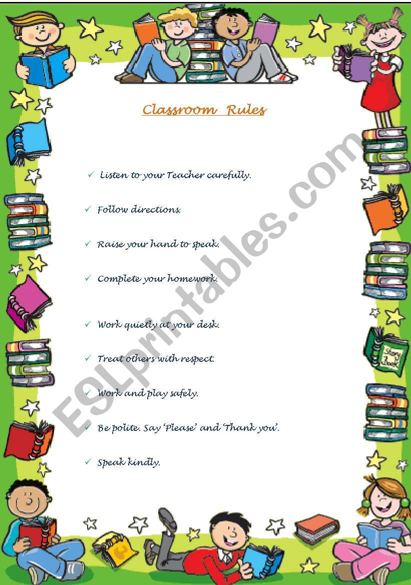 The classroom Rules worksheet