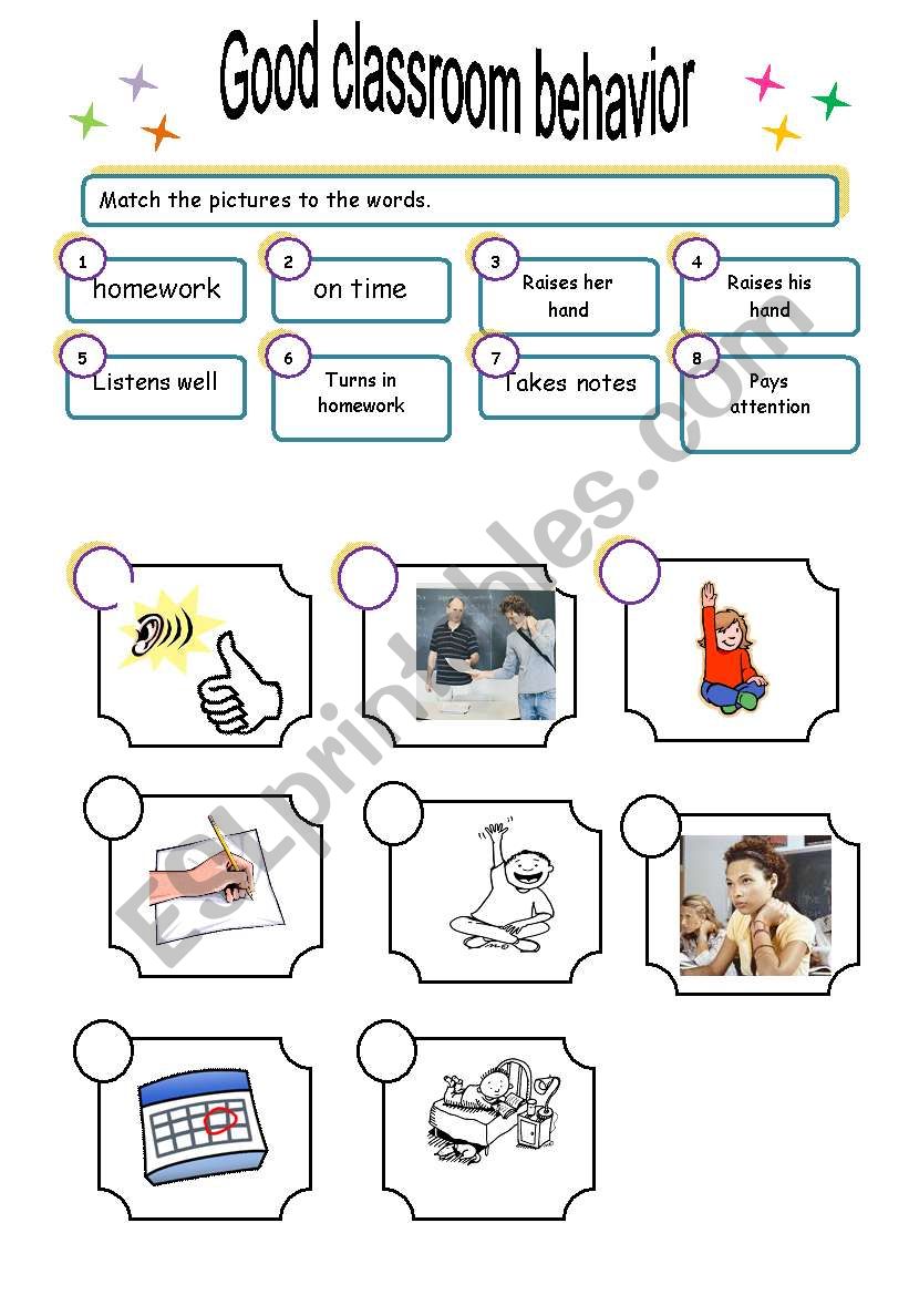 Good Classroom Behavior  worksheet