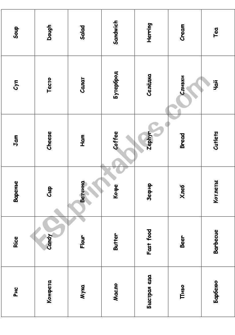 Food worksheet