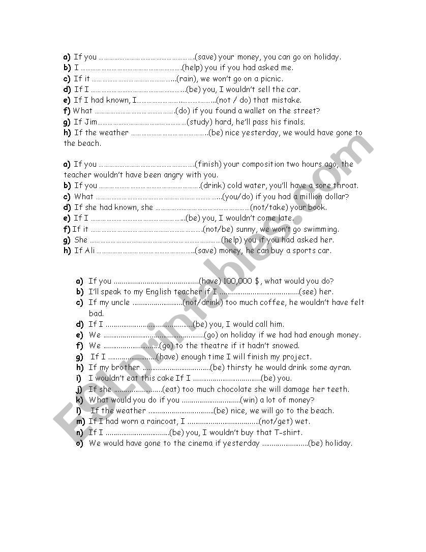 ıf sentences worksheet