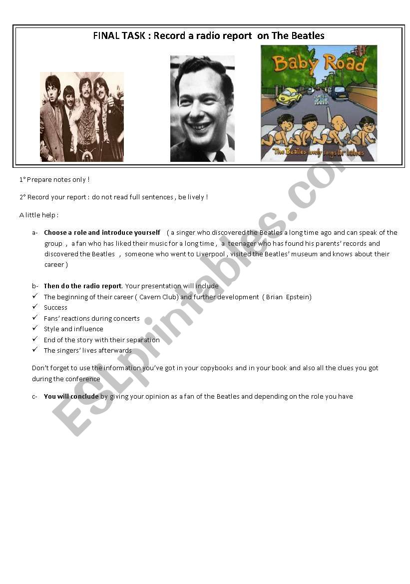 the Beatles  worksheet