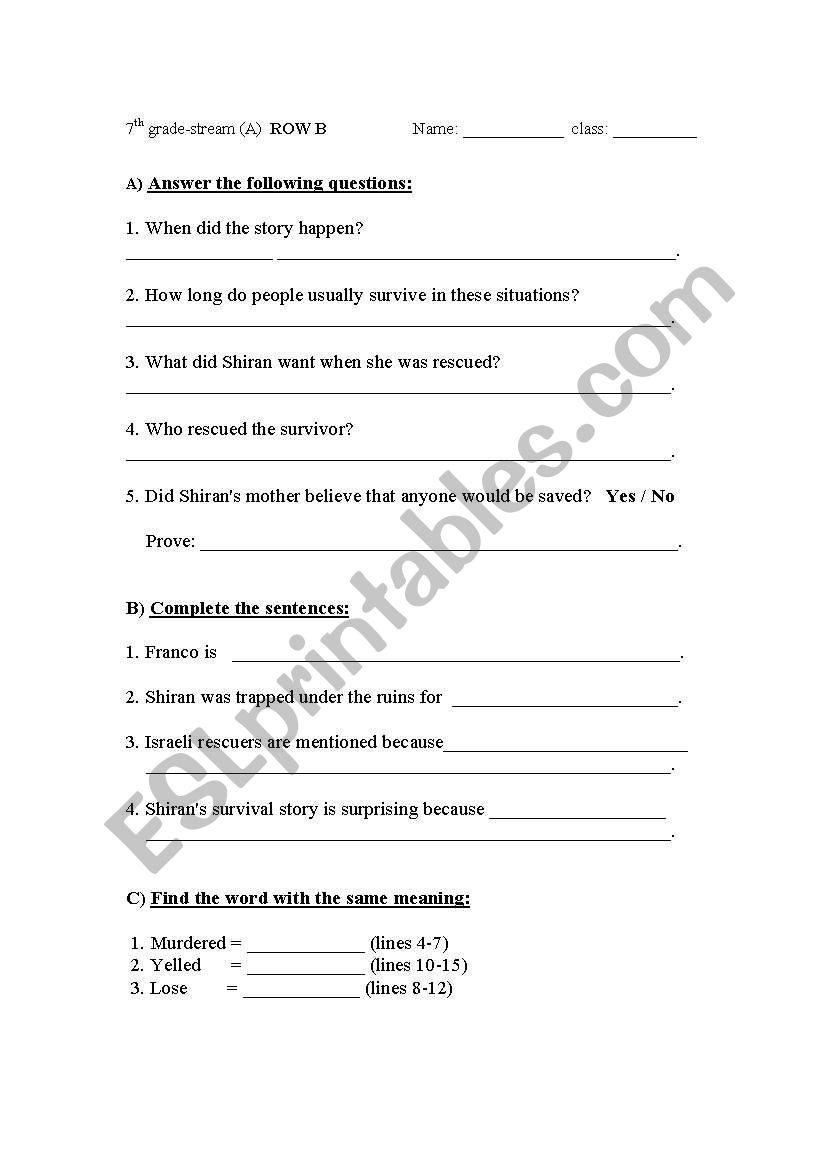 amazing rescue-part 2 worksheet