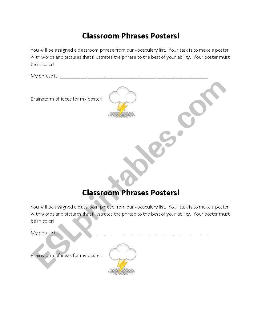 Classroom Phrases Poster worksheet