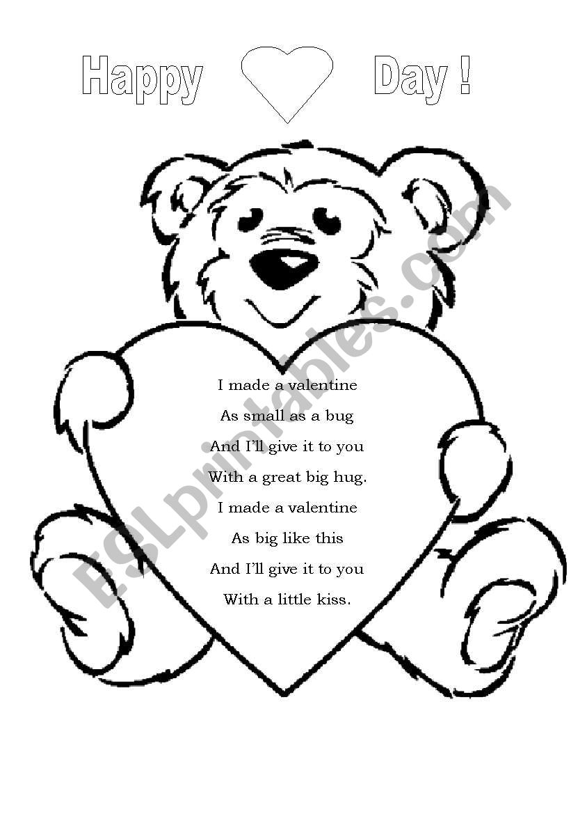 valentines song and colouring page