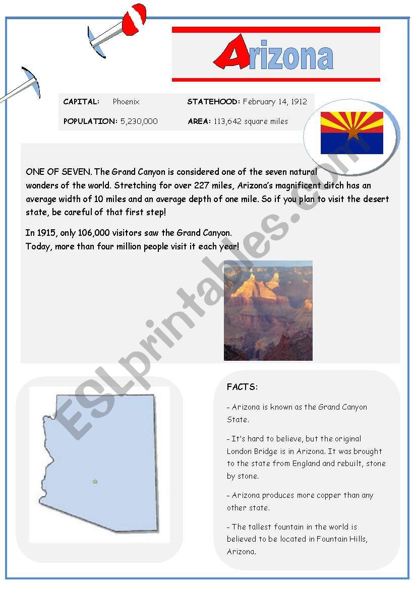 US STATES - ARIZONA worksheet