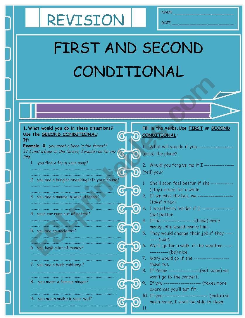 First and Second Conditional worksheet