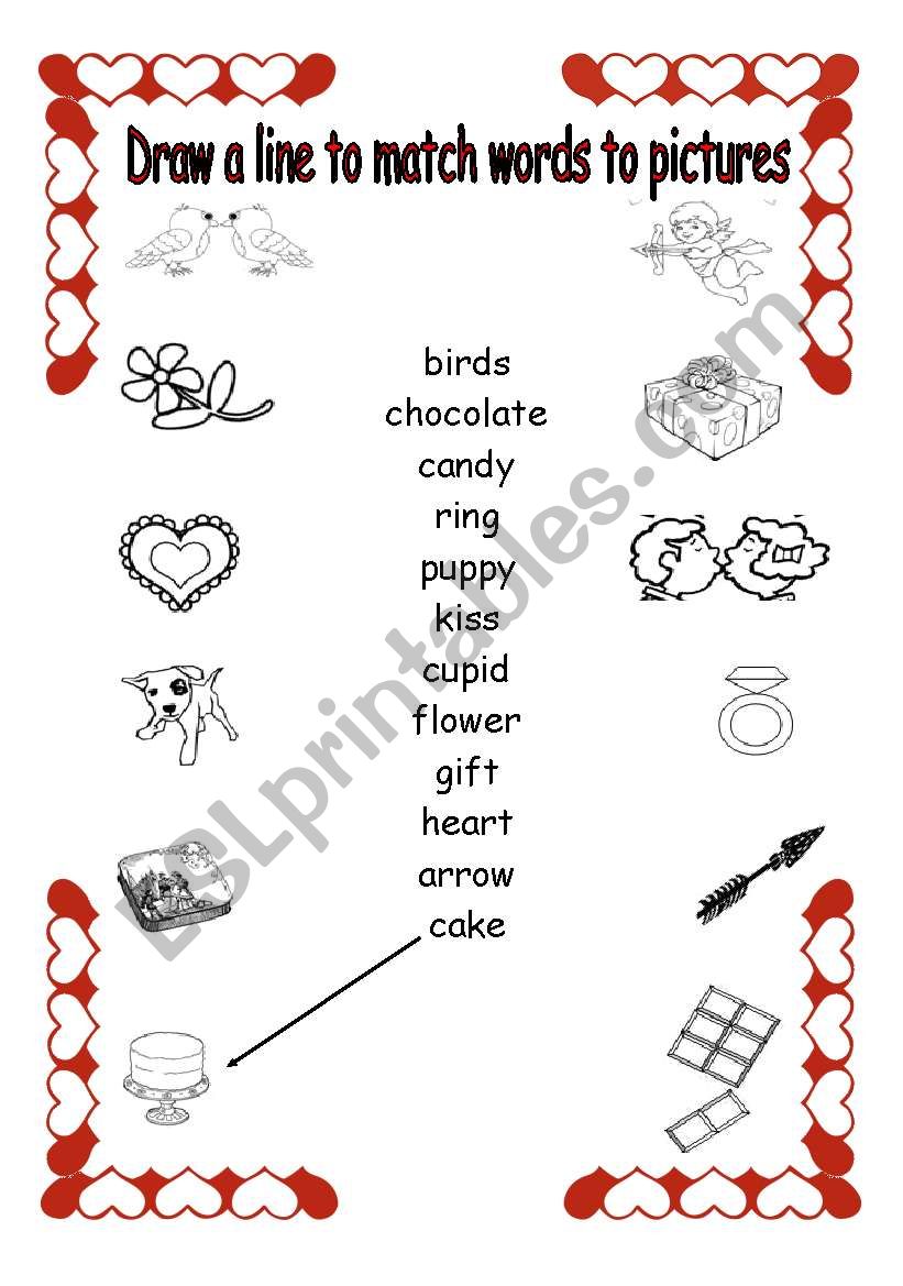 Matching words to pictures worksheet