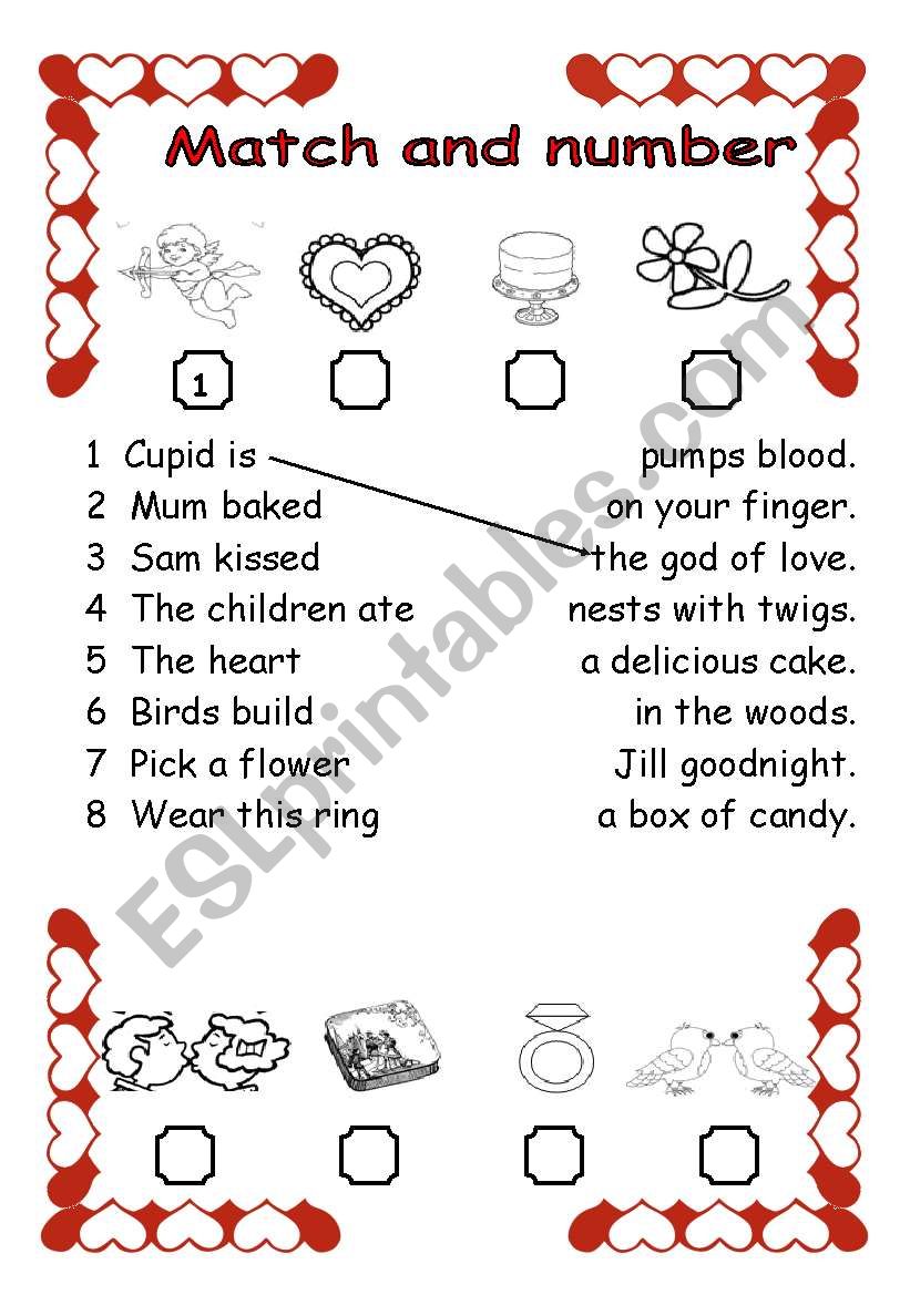 Valentines vocabulary worksheet