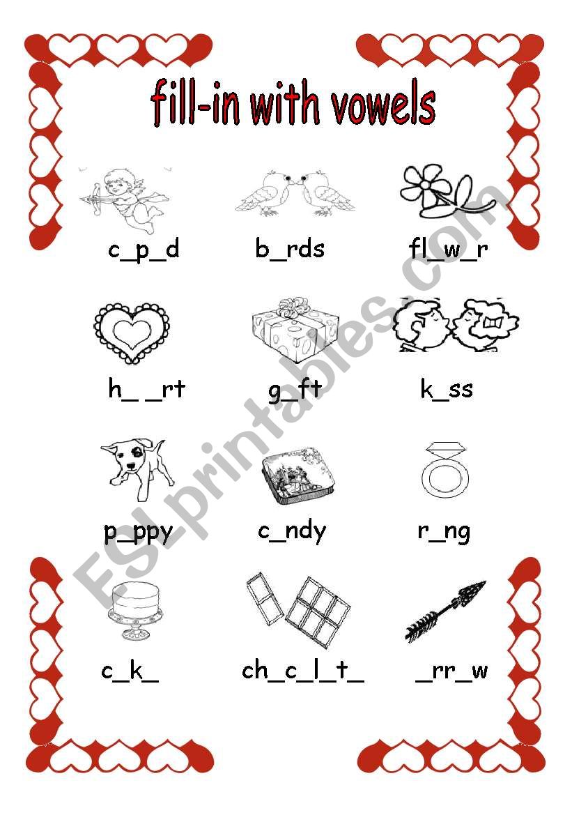 Valentines vocabulary worksheet