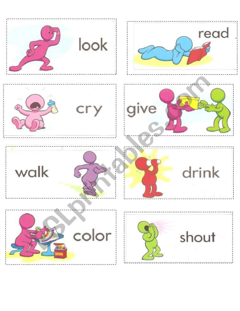 Verb Flashcard V worksheet