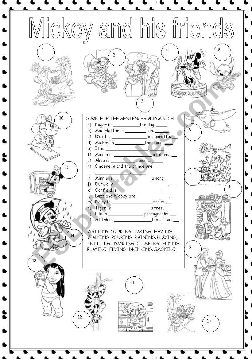 Mickey and his friends worksheet