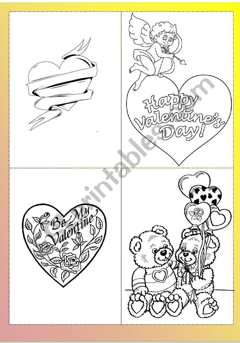 Valentineâ€™s Day cards worksheet
