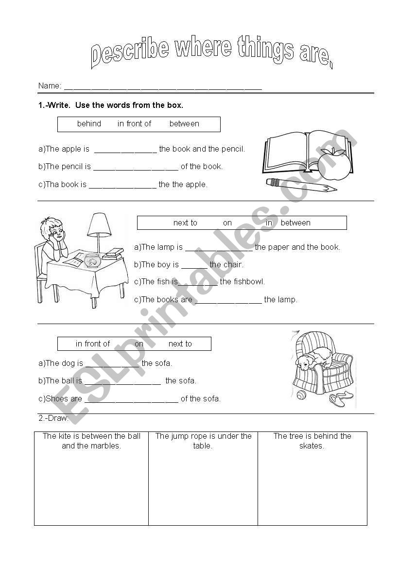 Prepositions of place worksheet