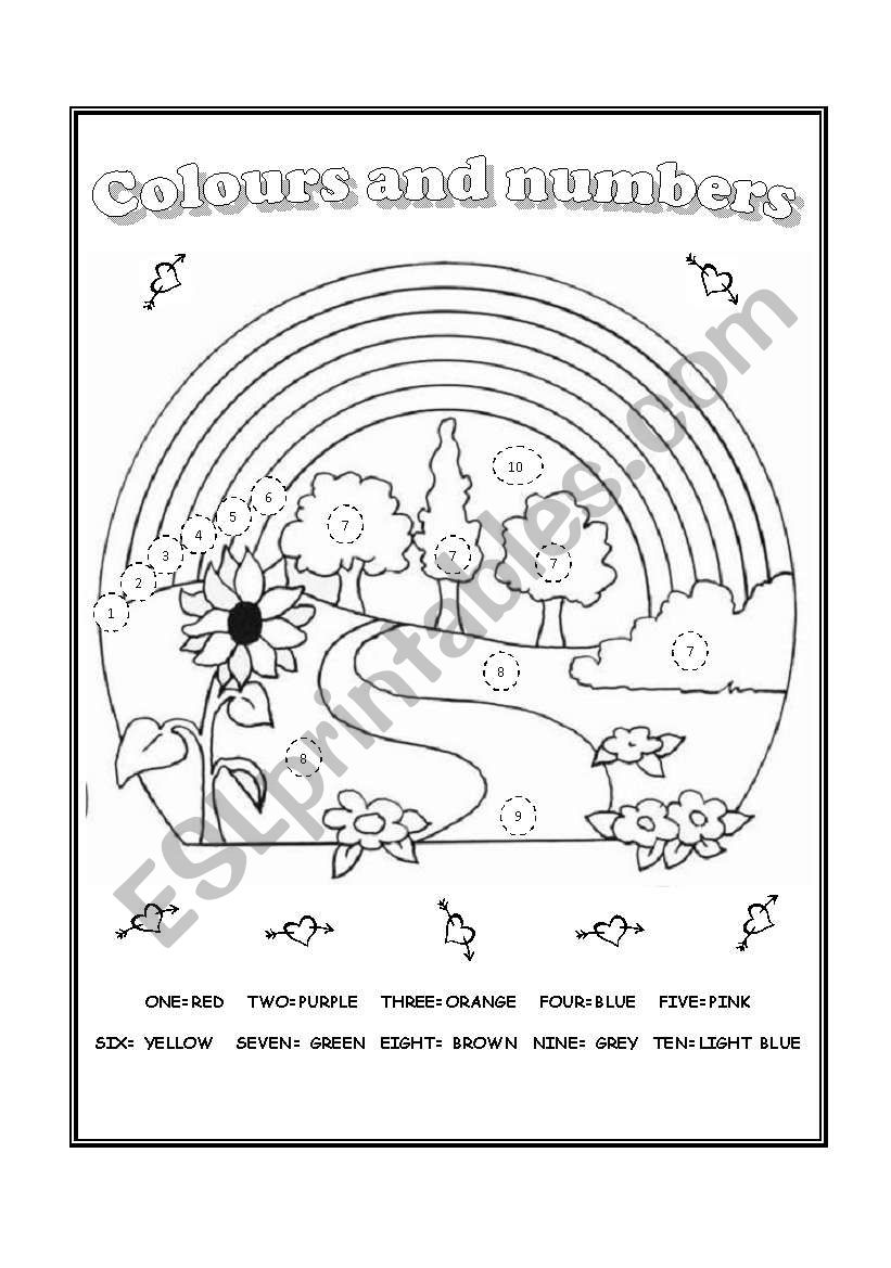 Colours and numbers worksheet