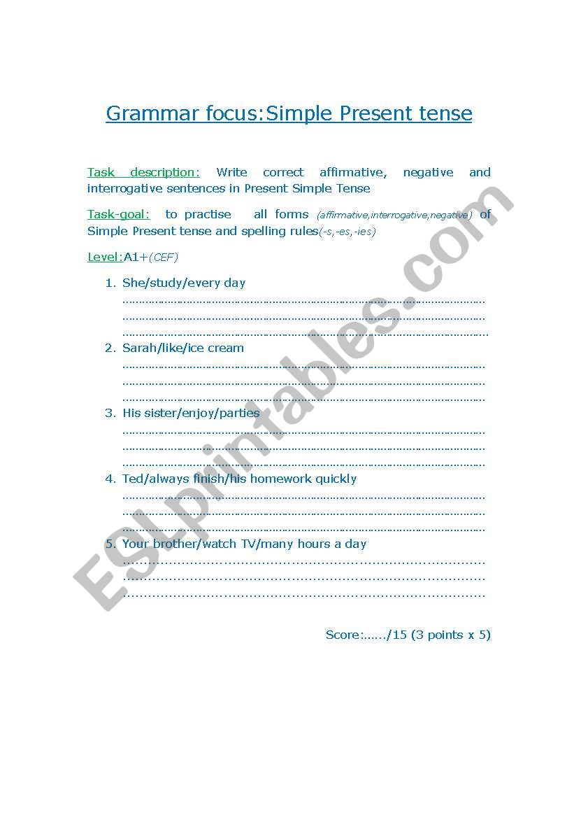 Simple Present Tense worksheet
