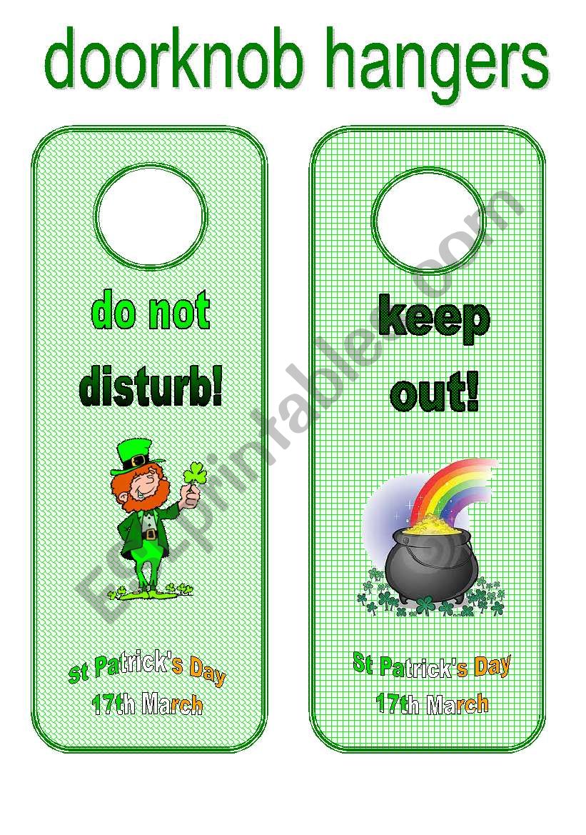 Doorknob hangers 2 (08.02.12) worksheet