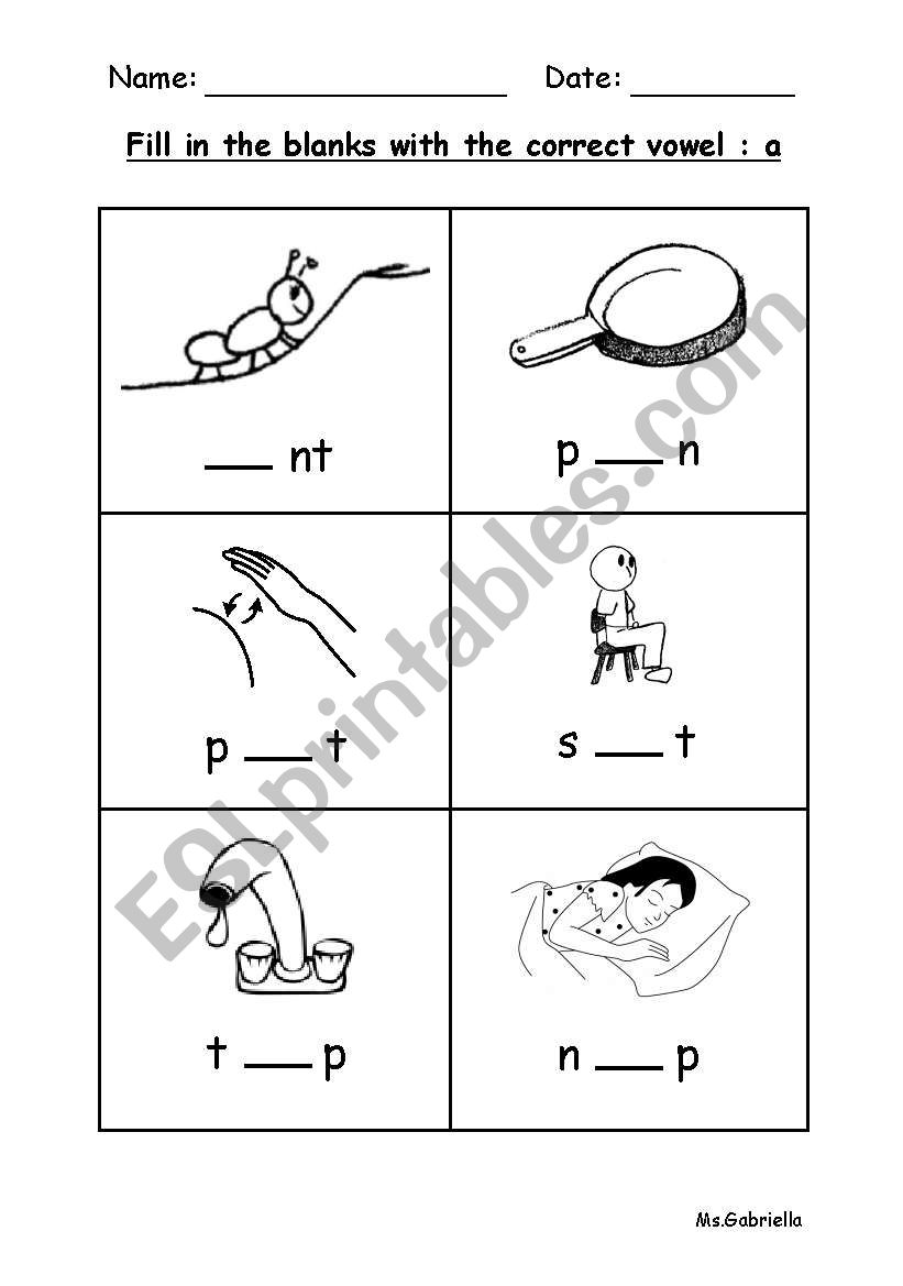 Vowel a  worksheet