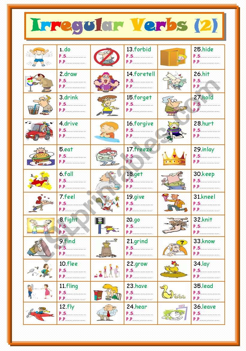 Irregular Verbs .... Part ( 2  ) From ( d to l )