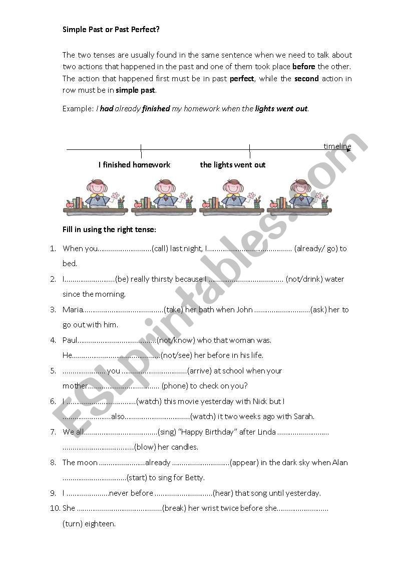 Simple Past or Past Perfect? worksheet