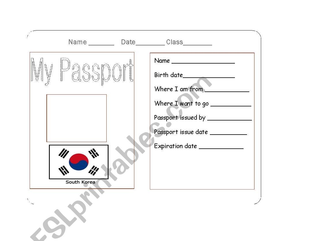 Kids Passport  worksheet