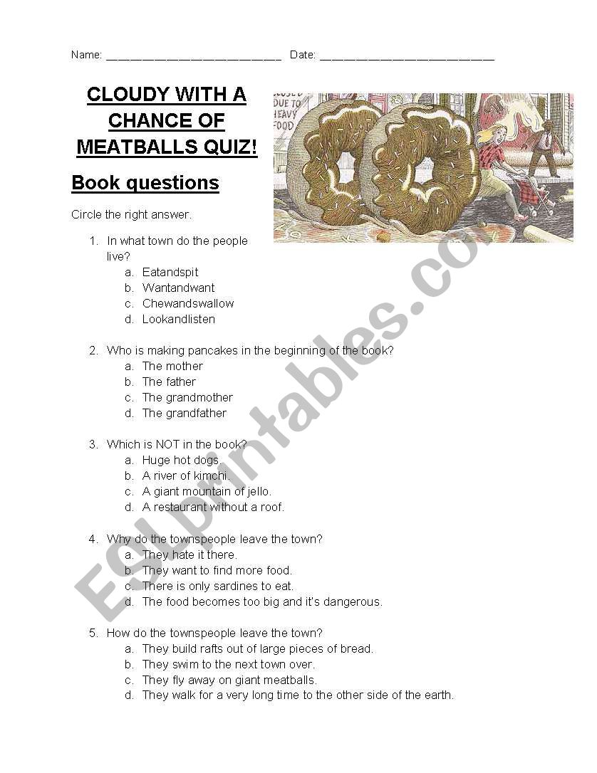 Cloudy With a Chance of Meatballs book vs. movie quiz