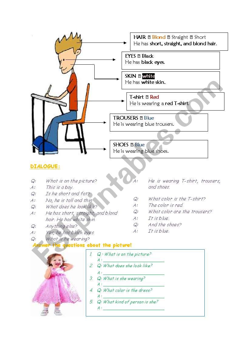 Describing appearance worksheet