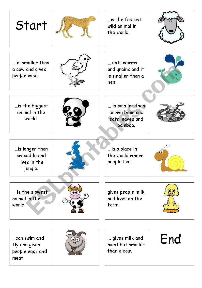 Domino about animals worksheet
