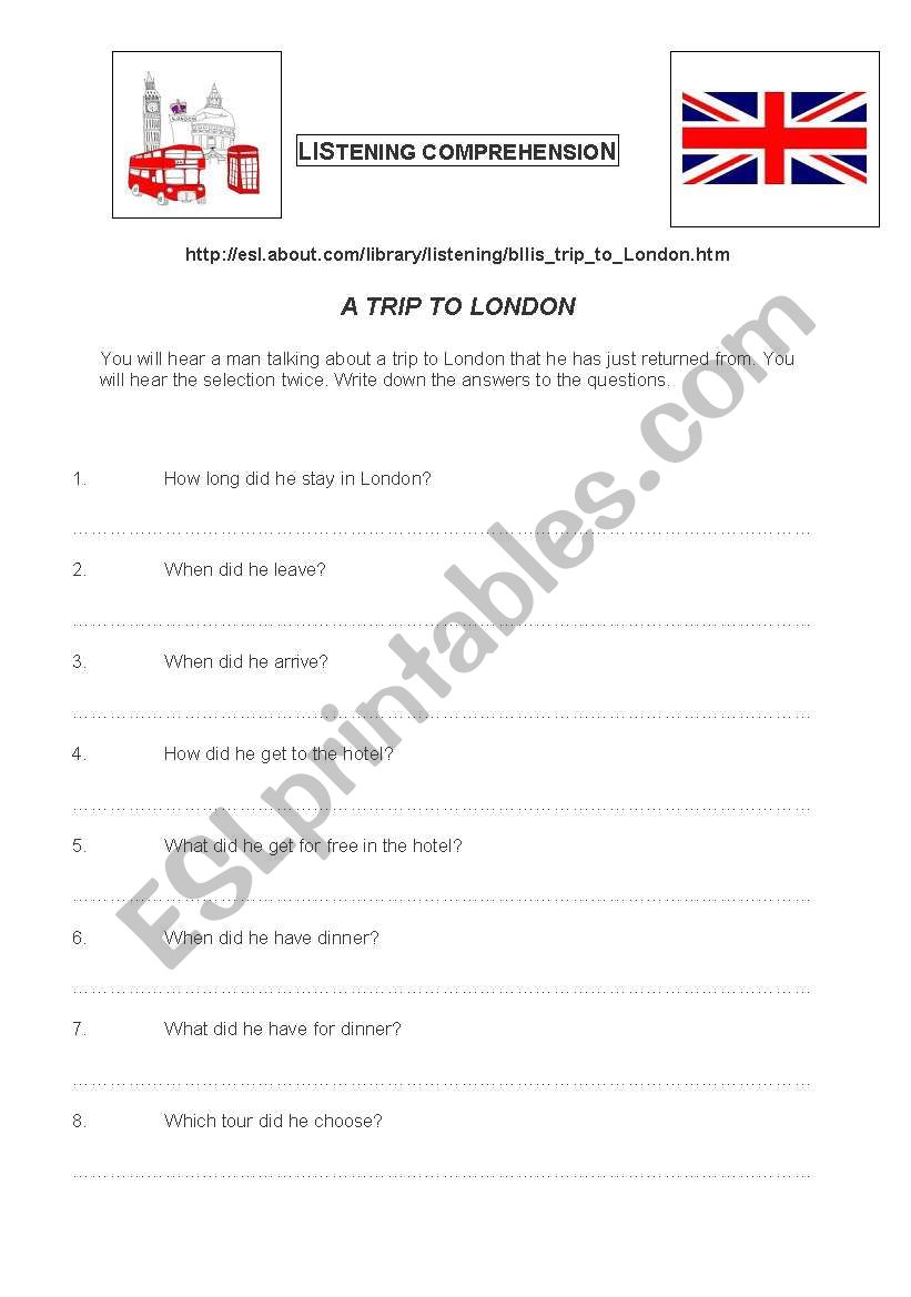 A trip to London worksheet