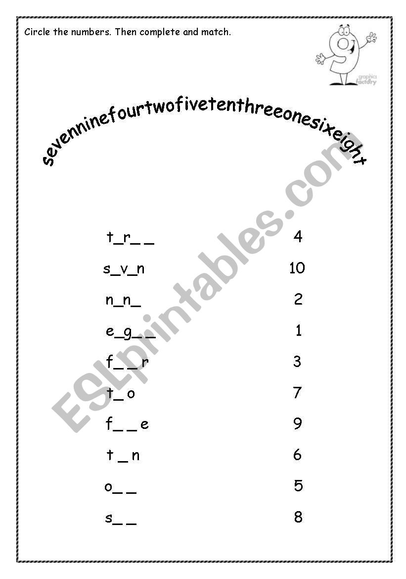 NUMBERS worksheet