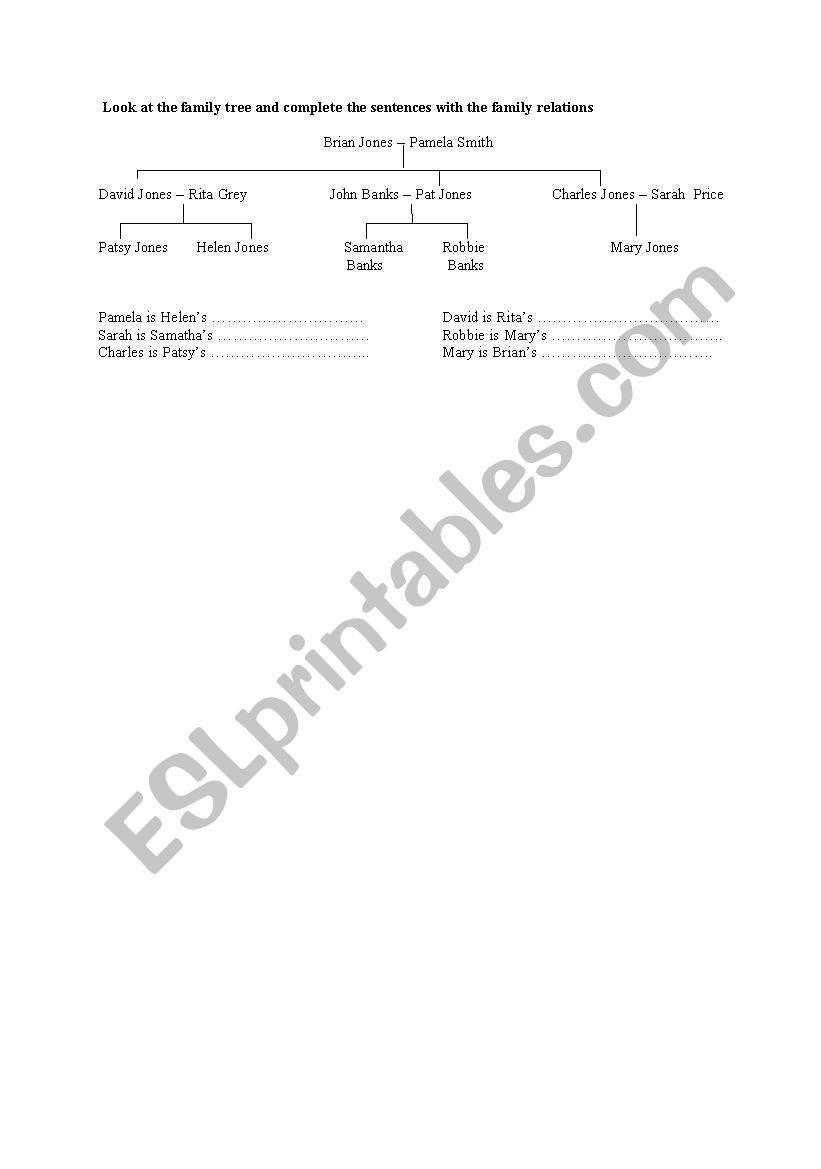 Family tree worksheet