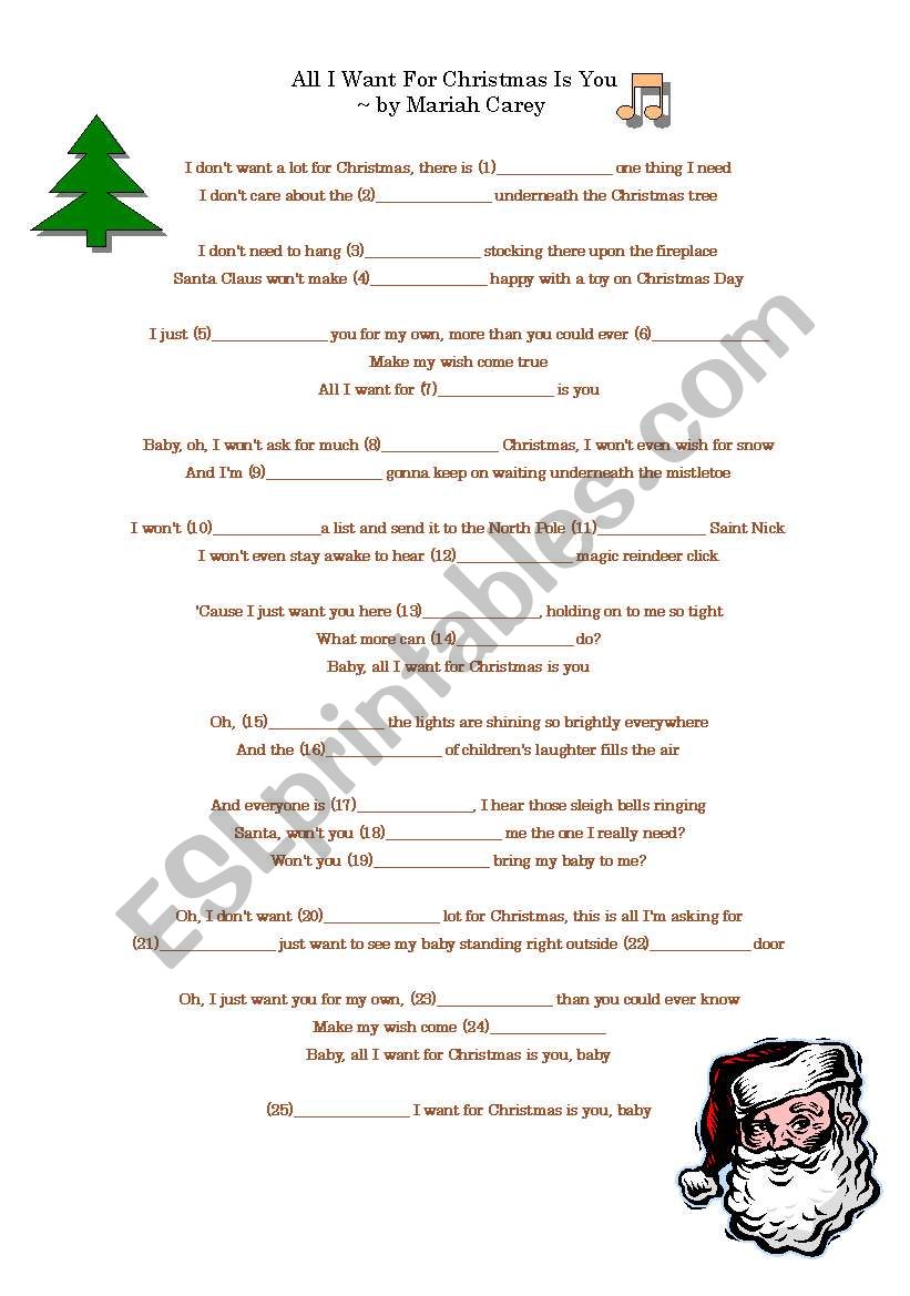 All I Want For Christmas is You - Cloze Passage