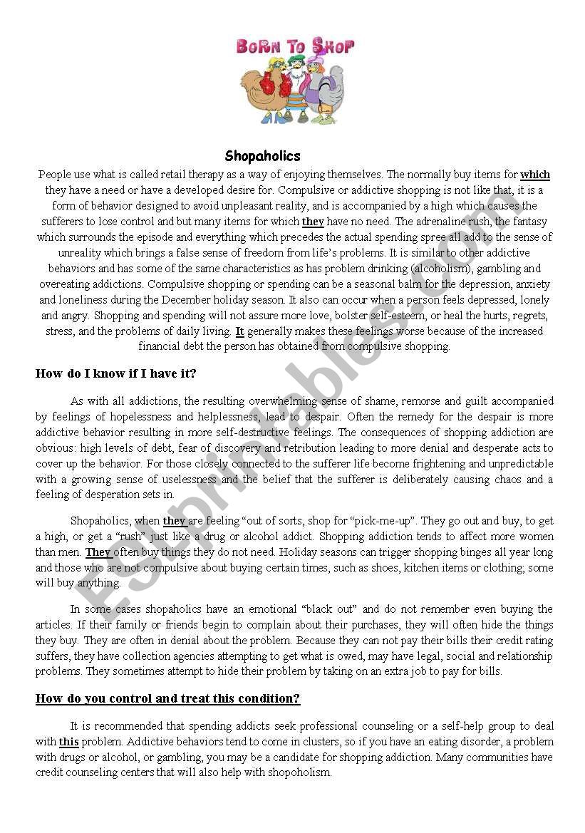 chopaholism worksheet