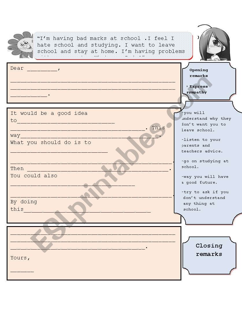 writing an email of advice worksheet