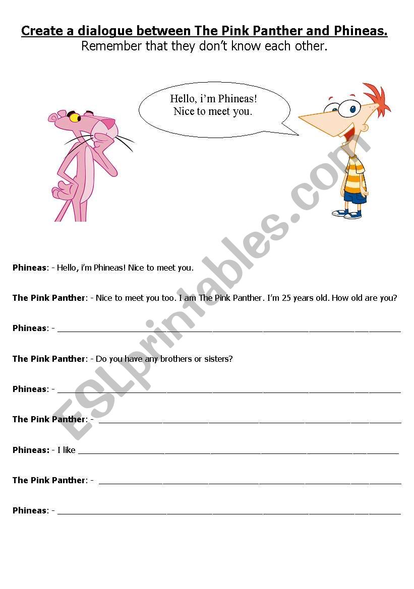 Create a dialogue worksheet