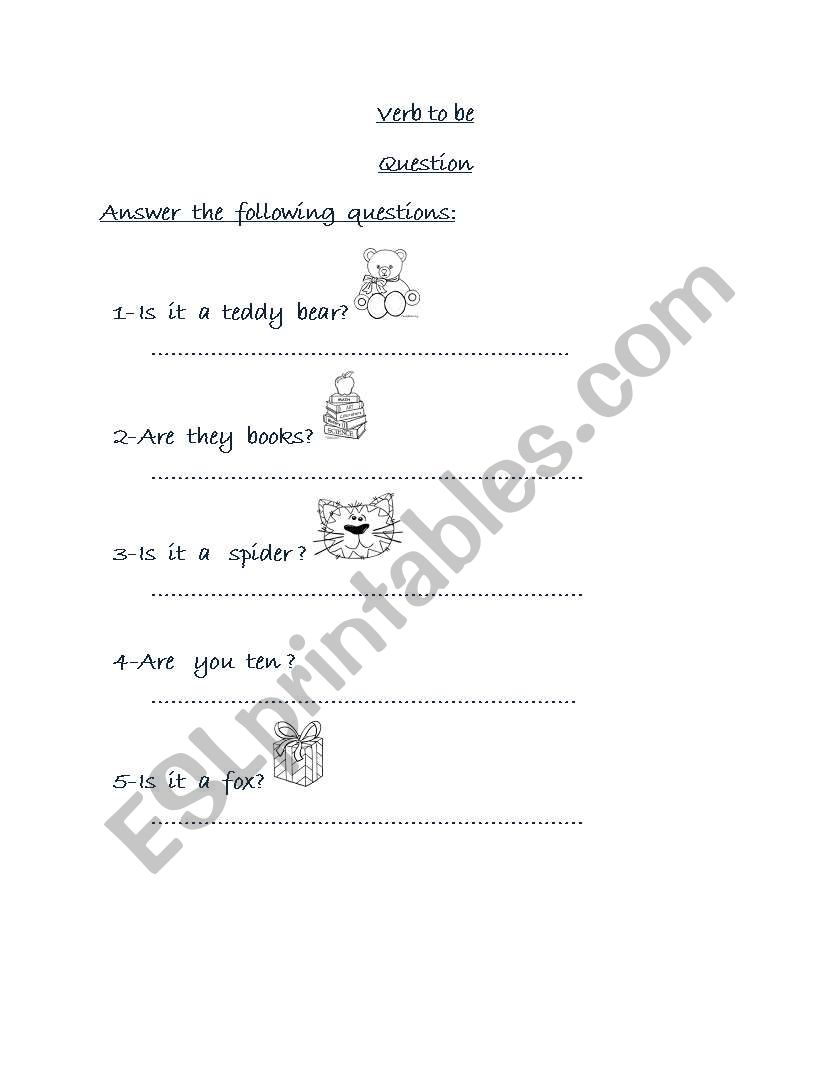 verb to be question worksheet