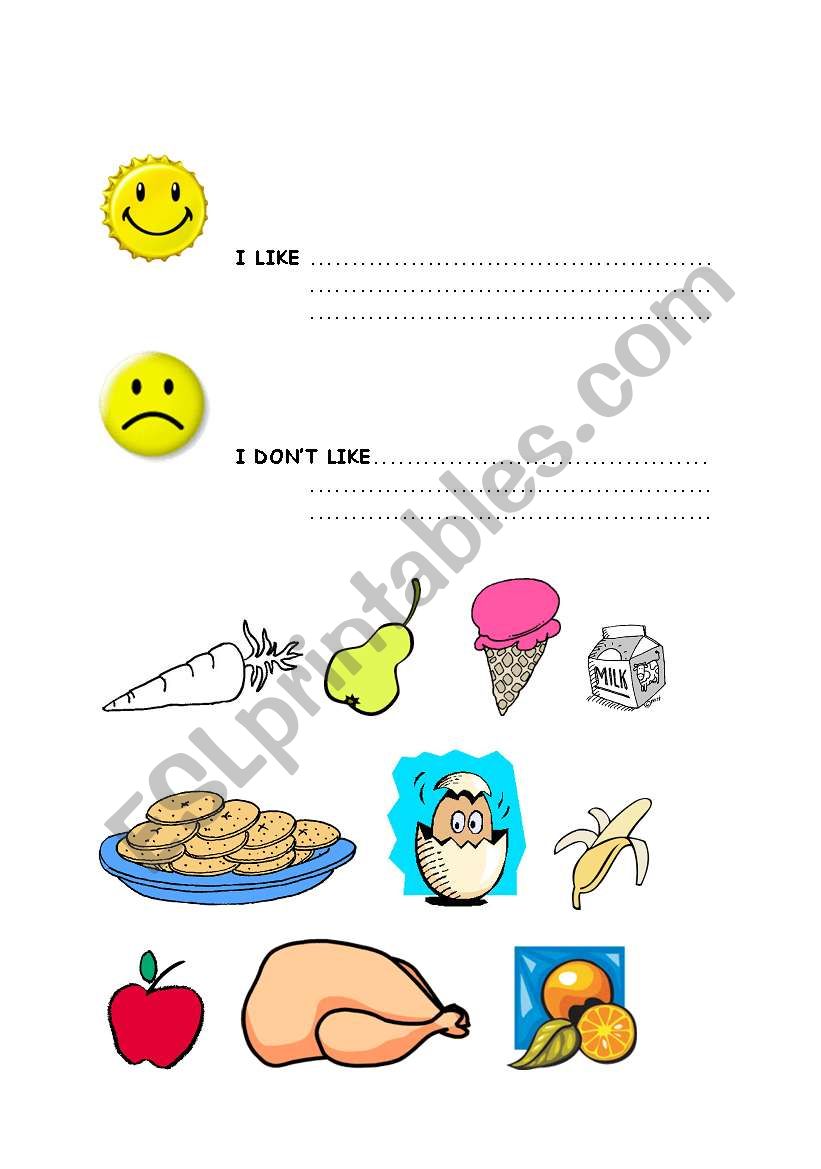 food, likes and dislikes worksheet