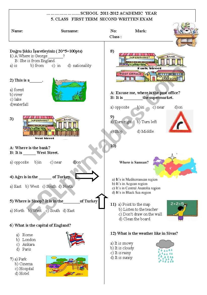 5. class exam worksheet