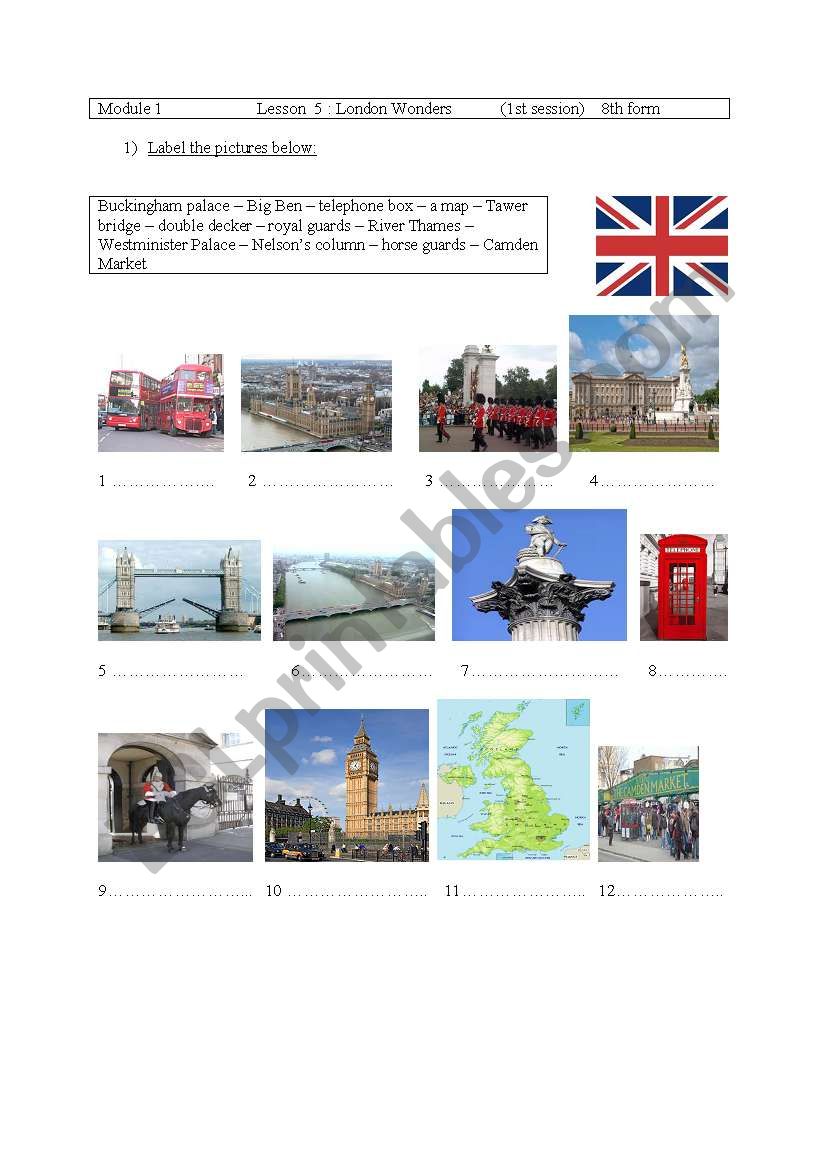 london wonders  worksheet