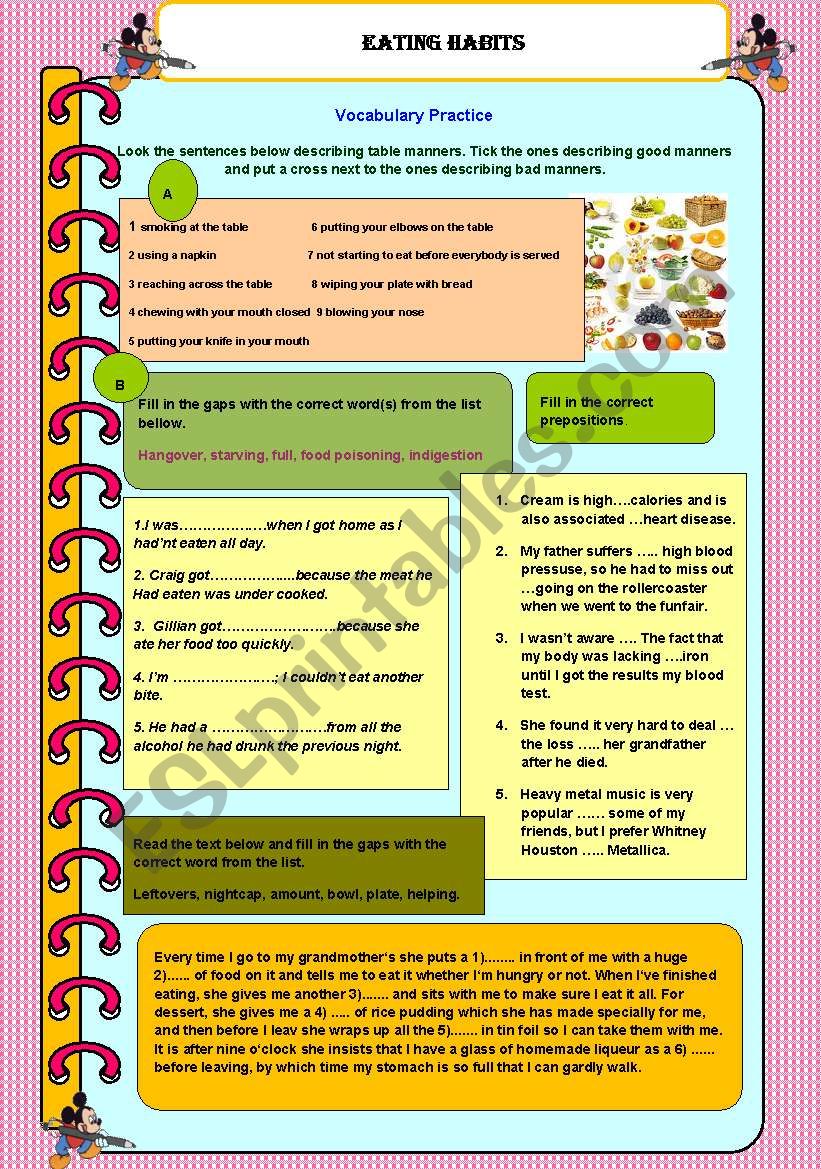 Eating Habits worksheet