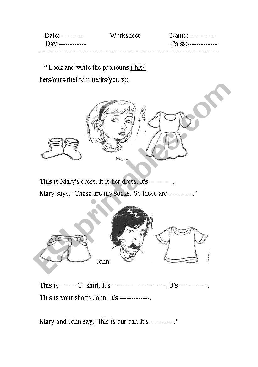 Pronouns easy worksheet worksheet