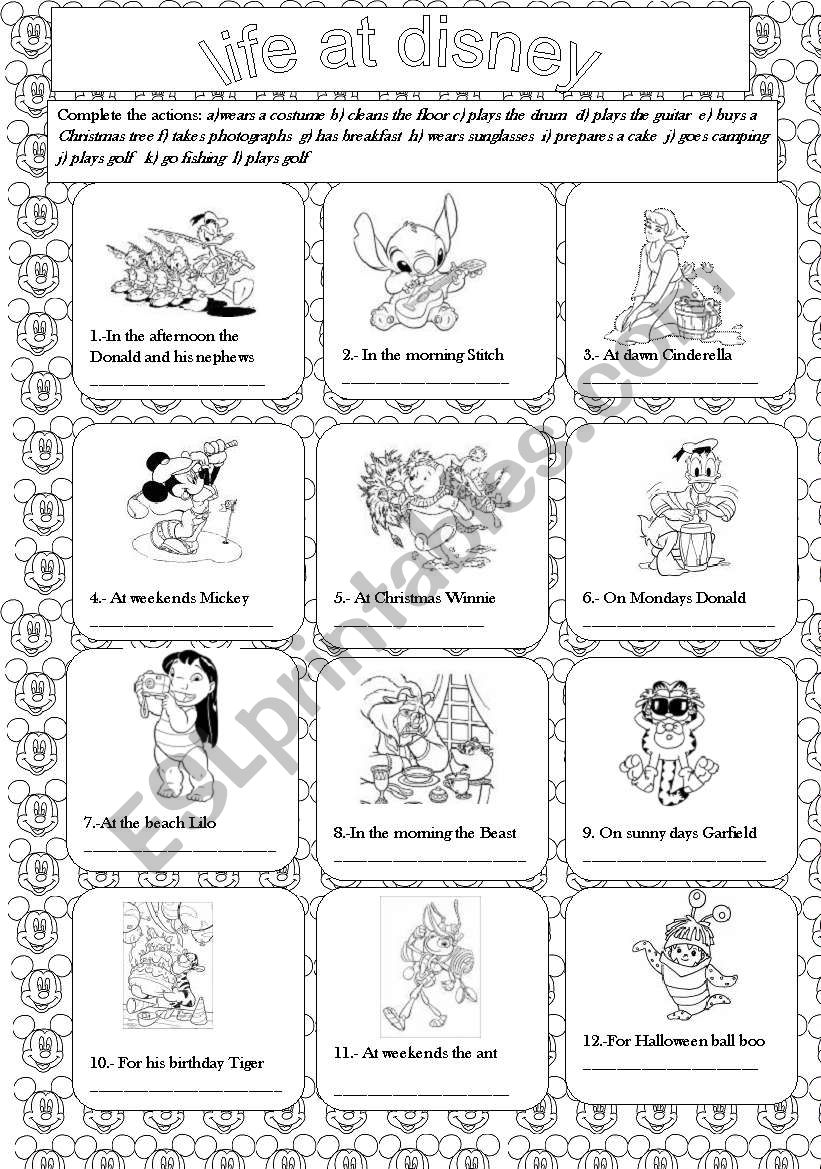 Life at Disney worksheet