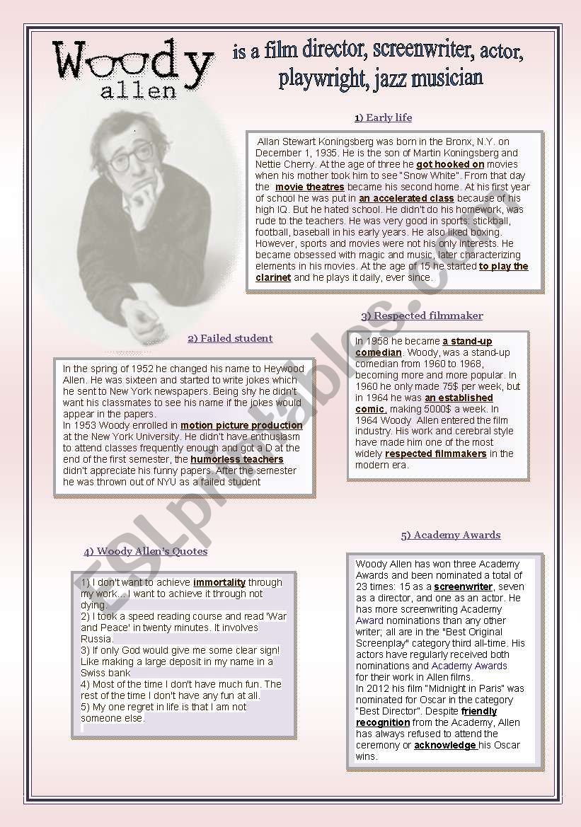 Woody Allen worksheet