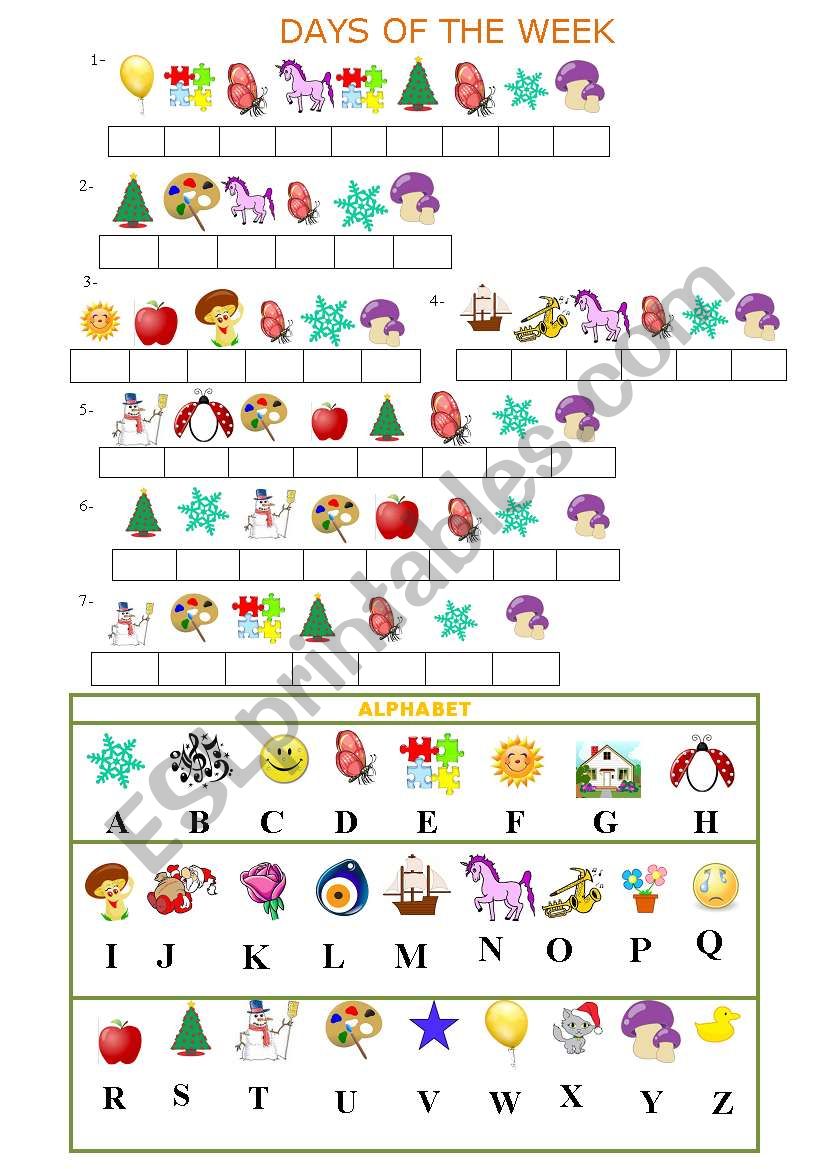 DAYS OF THE WEEK worksheet