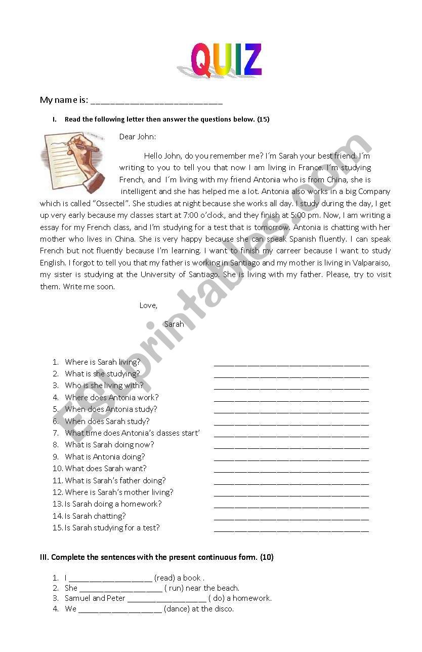 Simple Present v/s Present Continuous Quiz