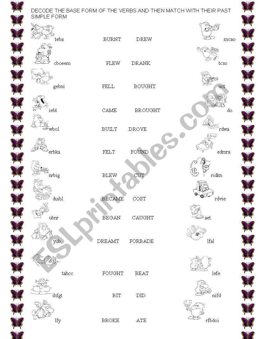 PAST SIMPLE IRREGULAR VERBS worksheet