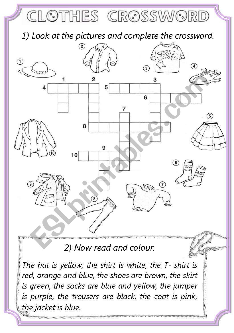 Look at the pictures and complete the crossword