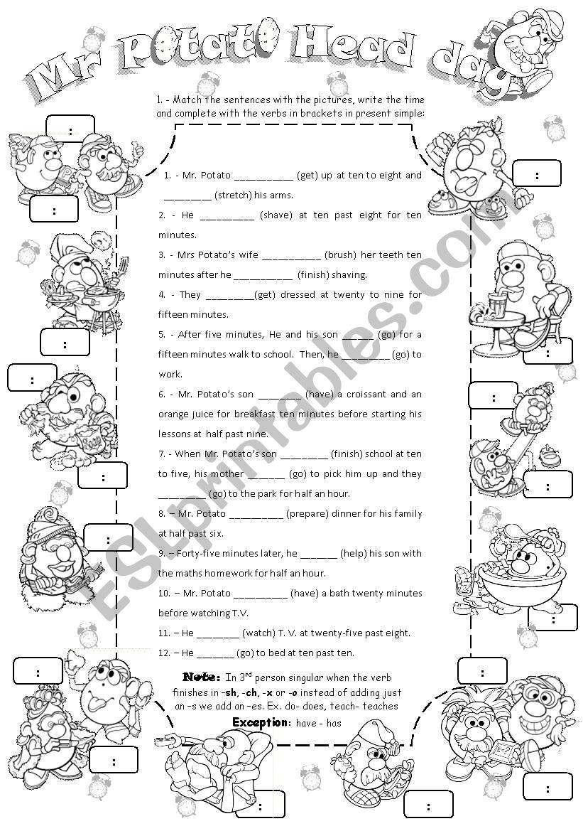 Mr Potato Head daily routine (2 pages)