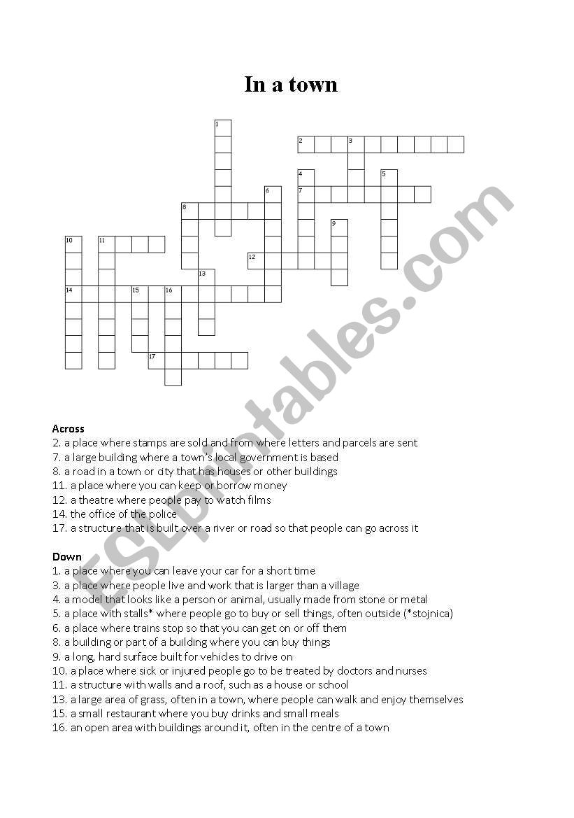 In a town worksheet