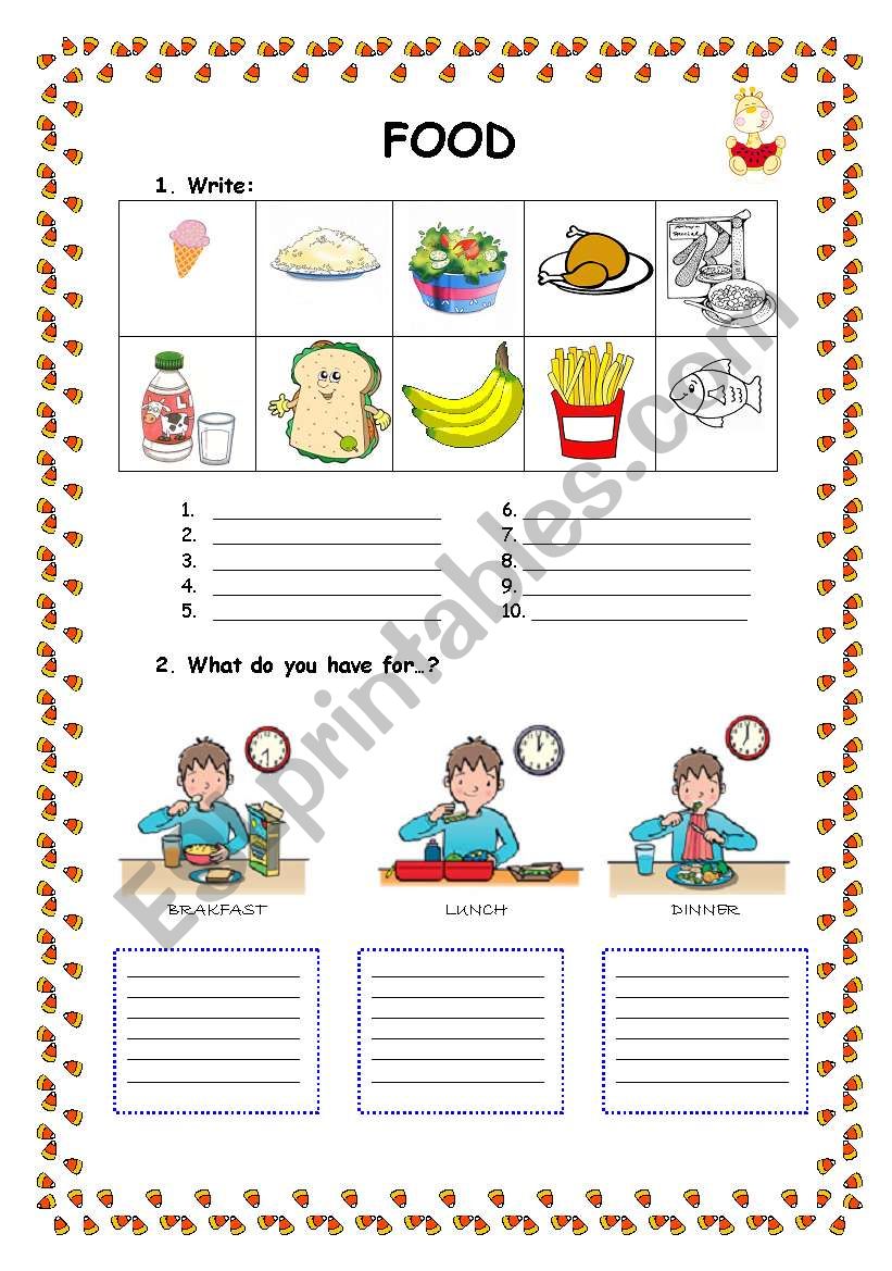 Food. What do you have for...? - ESL worksheet by PaloUr